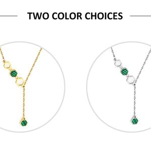 Collares Hexagonales con Accesorios de Esmalte Verde, Collares de Acero Inoxidable para Mujer - Product Image 4