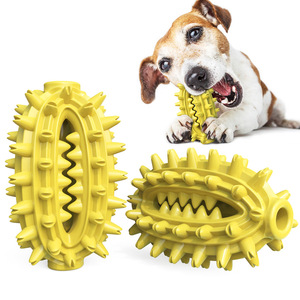Solid Color Tpr Chewing <b>Toy</b> for Dogs Teeth Cleaning <b>Interactive</b> Squeaky Pet <b>Toy</b> Yellow and Green Design - Product Image 1