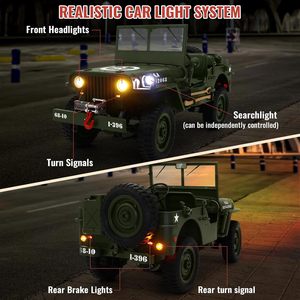 Camioneta Clásica de Control Remoto 1:10, Modelo de Hobby Willys 1941, Coche de Juguete <span class=keywords><strong>Militar</strong></span> Grande, Vehículo <span class=keywords><strong>Todoterreno</strong></span> de Control Remoto para Niños - Product Image 6