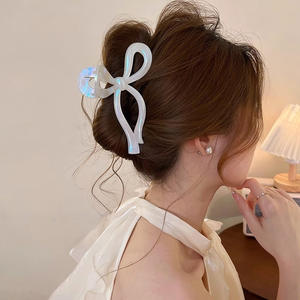 Elegante accessorio per capelli con fiocco moderno Shinny grande Clip di plastica da 13cm per le donne morsetto per capelli antiscivolo - Product Image 3