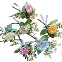Buket Bunga Chamomile Peony Eucalyptus Daisy Buatan Tangan dengan Pinggiran Bakar, Hiasan Dinding Pernikahan, Rangkaian Bunga Vas Bingkai Foto