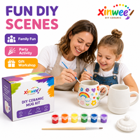 Kit de tasses en céramique DIY esthétique avec couvercle pour enfants et adultes, style TikTok viral, ensemble d'activités artistiques et créatives pour la peinture, cadeau d'anniversaire, prêt pour FBA
