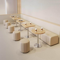 Meubles de restaurant modernes, banquette longue en cuir, ensemble table et chaises pour café, salon de thé, prix avantageux