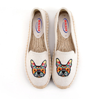 Espadrilles pour femmes personnalisées faites à la main plat Floral sans lacet décontracté Sapatos chanvre véritable plate-forme en caoutchouc Offre Spéciale pour l'été et le printemps