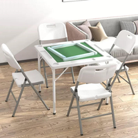 Table et chaises de mahjong pliantes légères et portables, design nid d'abeille triangulaire, plastique écologique moderne pour 4 joueurs, extérieur