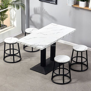 Conjunto de Mesa de <span class=keywords><strong>Bar</strong></span> <span class=keywords><strong>y</strong></span> <span class=keywords><strong>Taburetes</strong></span> con Efecto Mármol Industrial Moderno, 2 o 4 <span class=keywords><strong>Taburetes</strong></span> <span class=keywords><strong>para</strong></span> Cocina, Cafetería, Bistro - Product Image 5