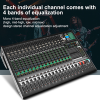 Table de Mixage Audio Professionnelle Biner DX16C avec Effet de Réverbération DSP Intégré, Console Audio Numérique 16 Canaux pour Musique et DJ