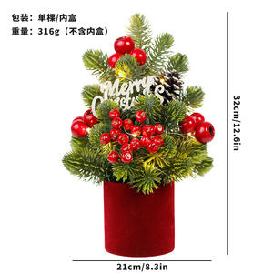 Décoration de Noël Ins minimaliste <span class=keywords><strong>LED</strong></span> pomme de pin PE Nordmann <span class=keywords><strong>sapin</strong></span> ornement bureau Mini arbre de Noël affichage festif - Product Image 5
