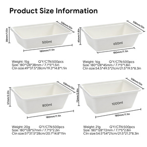 800ml Compostable Sugarcane Bagasse Food Container Biodegradable Disposable Takeaway <b>Lunch</b> <b>Box</b> with Lid for Salad Meal Prep - Product Image 2