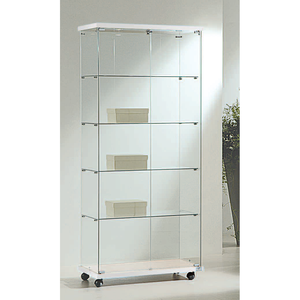 Vitrine moderne en verre 80x40x181cm blanche avec portes et étagères verrouillables pour rangement dans le salon - Product Image 1