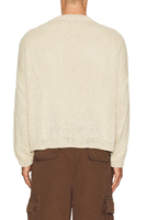Cardigan décontracté pour homme en tricot doux à col rond brodé de fleurs d'hiver avec logo frontal ODM