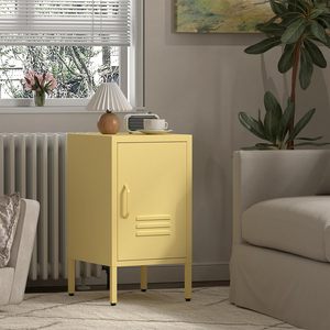 UCHANCE Metal Locker Nightstand with Door and Shelf Steel <strong>Bedside</strong> Storage Cabinet Modern End <strong>Table</strong> for Home Office <strong>Yellow</strong> - Product Image 6