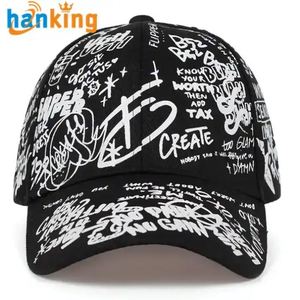 <b>Men's</b> Sports Graffiti Personality Baseball <b>Cap</b> <b>Men</b> and Women Casual Wild <b>Black</b> Woven Shade Curved Eaves Denim <b>Cap</b> J0078 - Product Image 1