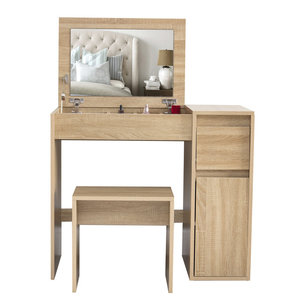 2 en 1 diseño de alta calidad suficiente espacio de almacenamiento espejo abatible de madera tocador de mesa para dormitorio - Product Image 5