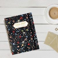 Agenda mensuel portable personnalisable et inscriptible à spirale, motif floral, pour tâches personnelles – Collection 2026-2027 – Meilleures ventes
