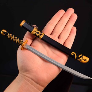 22CM japanische Samurai Sakura <span class=keywords><strong>Oni</strong></span> Maske Katana Voll metall Zink legierung Schlüssel bund Sammler Schreibtisch Dekoration Anime-inspiriertes Handwerk - Product Image 2