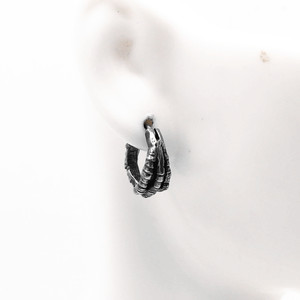 yunnique Skeleton Huggie <b>Earrings</b> Tibetan Silver Titanium Steel Geometric Design Fashion <b>Cuff</b> <b>Earrings</b> - Product Image 4