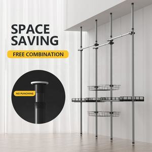 ราวตากเสื้อผ้าแบบพับได้ทำจากโลหะราวตากเสื้อผ้าแบบคลาสสิกสำหรับวางบนพื้นถึงเพดาน - Product Image 2