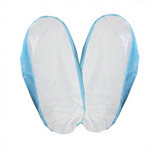 <span class=keywords><strong>Surchaussures</strong></span> d'isolement médical <span class=keywords><strong>jetables</strong></span>, en PP non tissé avec laminage CPE, semelle blanche antidérapante en PU, imperméables, pour usage chirurgical - Product Image 1