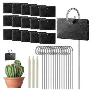 Étiquettes en <span class=keywords><strong>ardoise</strong></span> de haute qualité pour décoration de <span class=keywords><strong>jardin</strong></span>, 10 pièces en <span class=keywords><strong>ardoise</strong></span>, 10 supports métalliques, 2 stylos, étiquettes de nom de plante, panneaux d'identification de plantes - Product Image 3