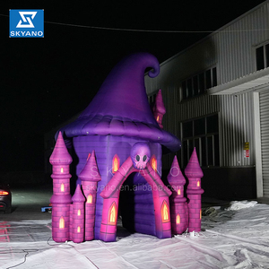 Énorme château de chapeau de sorcière de diable violet d'éclairage de LED gonflable avec <span class=keywords><strong>la</strong></span> tête de fantôme sur le front pour Halloween - Product Image 4