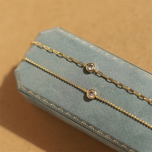 Minimalist Style Fashion Jewelry <b>Bracelet</b> Gold Plated Paperclips Rolo Chains Zircon <b>Bracelet</b> for Women - Product Image 6