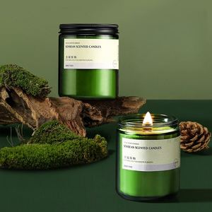 Bougie parfumée en cire de soja dans un bocal en verre vert, aromathérapie, parfum floral végétal pour la décoration de la maison - Product Image 2