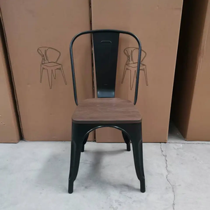 Silla de Comedor de Metal Industrial de Diseño Vintage para Restaurante, Apilable, de Madera y Metal, para Cafetería y <span class=keywords><strong>Bistro</strong></span> - Product Image 3