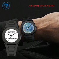 Montre pour homme personnalisée avec photo, style professionnel, bracelet en plastique, cadran de 40 mm, pour un cadeau d'anniversaire
