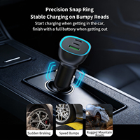 Cargador de Coche de 45.5W y 3 Puertos, 12-24V, Cargador Rápido USB-C PD de 30W, Adaptador USB-A QC 3.0 con Indicador LED para iPhone y Android (Resistente al Fuego)