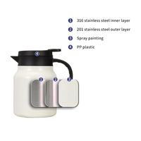 Tasse thermos en acier inoxydable à double paroi théière intelligente cafetière isolée sous vide avec affichage de la température par led