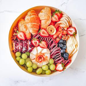 Boîte à grignoter ronde en bois à emporter, plateau à fromage <span class=keywords><strong>brie</strong></span>, fruits, viandes, avec logo personnalisé - Product Image 5
