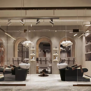 Projet de rénovation de salon de coiffure professionnel en MDF et métal avec ensemble de meubles sur mesure - Product Image 1