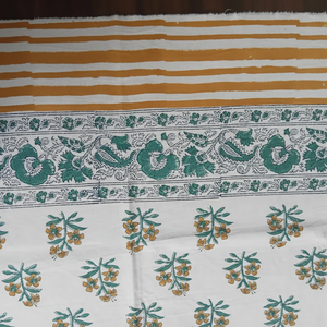 Nappe de table en coton imprimé à la main en Inde, style bohème rustique, luxe floral, couleur personnalisée, lavable - Product Image 1