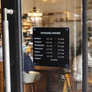 Tanda pengingat jam operasi toko dapat diganti dengan konten kreatif toko kaca pintu cangkir hisap bisnis pengingat tanda - Product Image 5