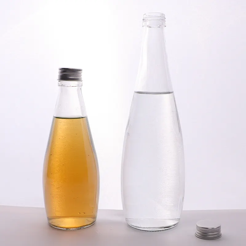 Bán buôn sinh thái 500 ml 330 ml thủy tinh lấp lánh nước uống chai mềm cho nước khoáng với nắp kim loại