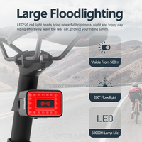 Feu arrière de vélo portable étanche CYCLAMI RT01 à LED avec 7 modes, batterie rechargeable, matériaux PC et ABS pour la conduite nocturne