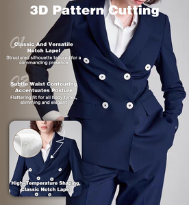 Conjunto de Blazer Cruzado <span class=keywords><strong>Azul</strong></span> <span class=keywords><strong>Marino</strong></span> Sofisticado <span class=keywords><strong>para</strong></span> <span class=keywords><strong>Mujer</strong></span>, <span class=keywords><strong>Traje</strong></span> de Tela Premium Resistente a las Arrugas <span class=keywords><strong>para</strong></span> Oficina y Eventos Formales - Product Image 5