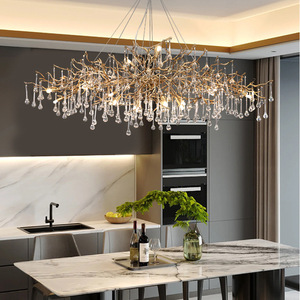 Lustre LED en cristal de cuivre d'intérieur de qualité professionnelle pendentif élégant pour le décor de salle de bal de Hall de Villa - Product Image 2