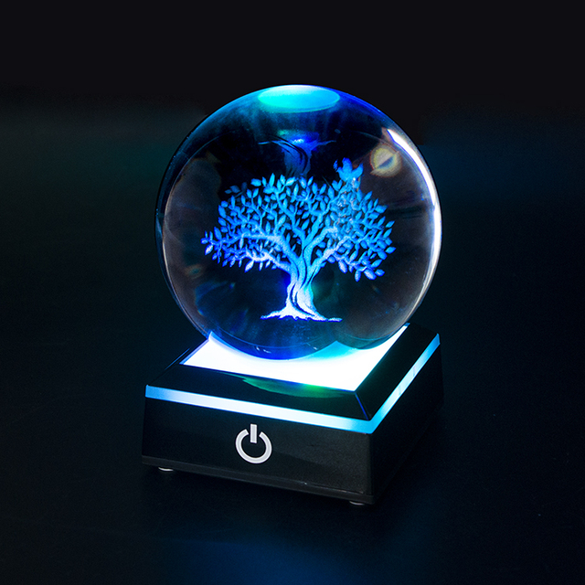 Wholesale K9 80mm Blank Crystal Ball Custom 3d Laser Engraving Photo Frame Crystal Glass Ball with LED Touch Base