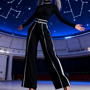 ชุดเซ็ตแฟชั่น 2 ชิ้น เสื้อถักแขนยาวคอตั้งแต่งขอบตัดสีช่วงเอวทรงสวยสำหรับผู้หญิง พร้อมกางเกงขายาวทรงกว้าง สไตล์ฤดูใบไม้ร่วง - Product Image 4