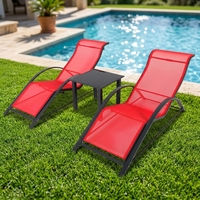 Ensemble de chaises suspendues en aluminium Joyeleisure KD 3 pièces avec table basse latérale, couleur personnalisée, ensemble de jardin contemporain