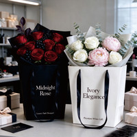 Sacs en papier d'art personnalisés de grande taille, sacs cadeaux de mariage imprimés colorés et sacs d'emballage pour bouquets avec poignées en ruban