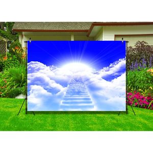 Trang Trí Tường 7x5ft Vải Nền Thánh Chúa Giêsu Phúc Âm Đám Mây Cầu Thang Thiên Đàng Cho Vòi Hoa Sen Sinh Nhật Đảng Nhà Thờ Cầu Nguyện - Product Image 2