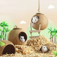 Cage de hamster en coquille de noix de coco naturelle Maison pour petits animaux avec nid d'oiseau Cage pour animaux de compagnie et produit de maison