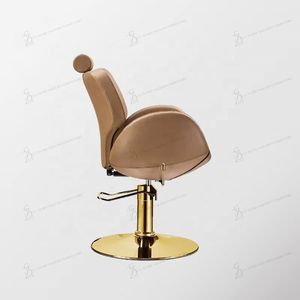 Fauteuil <span class=keywords><strong>de</strong></span> Barbier Professionnel <span class=keywords><strong>de</strong></span> Luxe en Cuir Marron Réglable – Chaise <span class=keywords><strong>de</strong></span> Salon <span class=keywords><strong>de</strong></span> Coiffure Dorée - Product Image 4