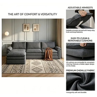 Ensemble de canapés modulaires modernes en tissu chenille, design compressible, canapé sectionnel, combinaison quatre pièces, meubles de salon