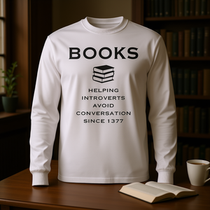 T-shirt à manches longues avec inscription « Livres qui aident les introversés à éviter les conversations» - Product Image 3