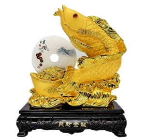 2024 Feng Shui Fortune Gold <span class=keywords><strong>Dragonfish</strong></span> ornamento hogar Oficina Mesa decoración paz Jade hebilla ornamento decoraciones de inauguración - Product Image 1