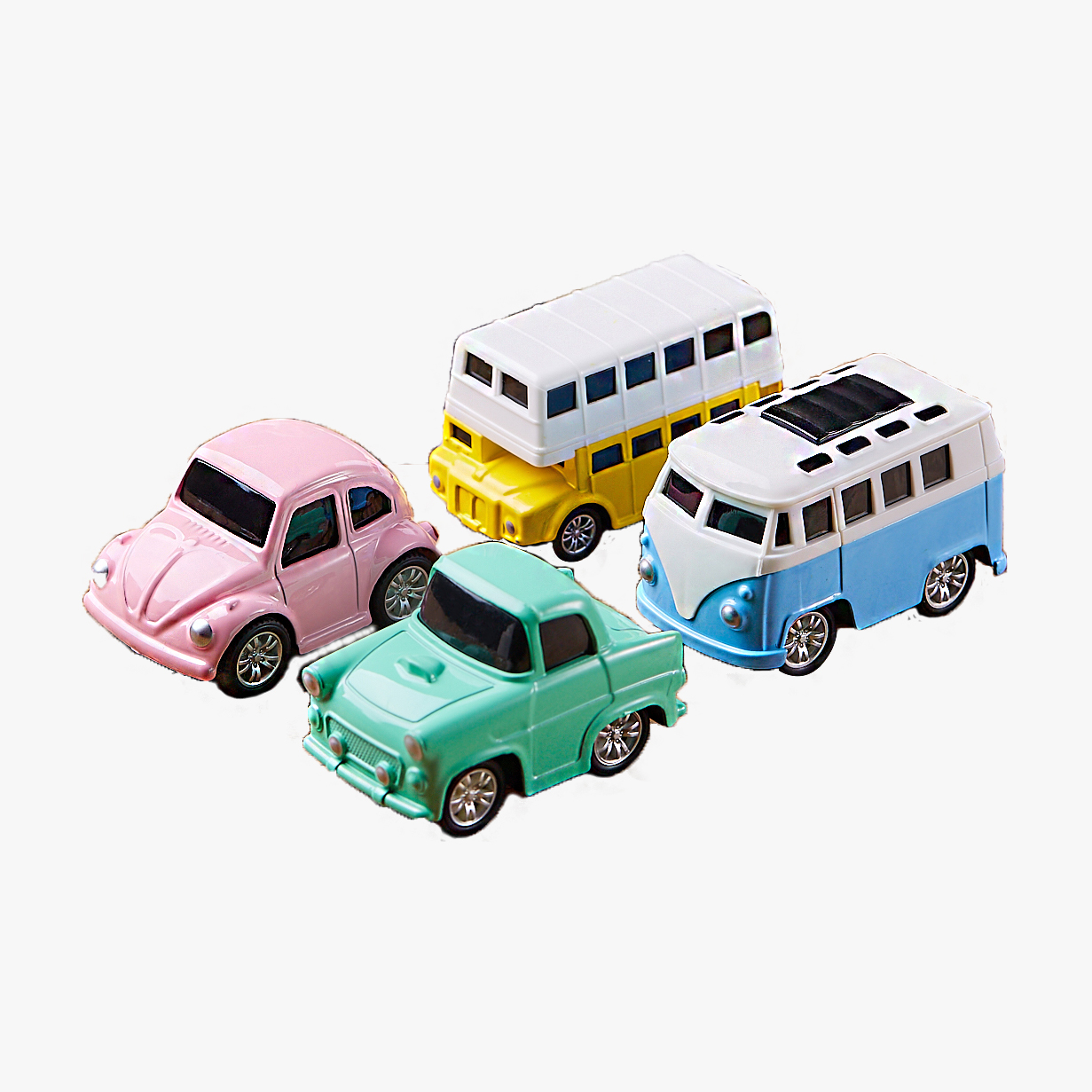 Popular alloy model car toy 1:64 bus pullback return Candy colors car toy cute good gift children toy